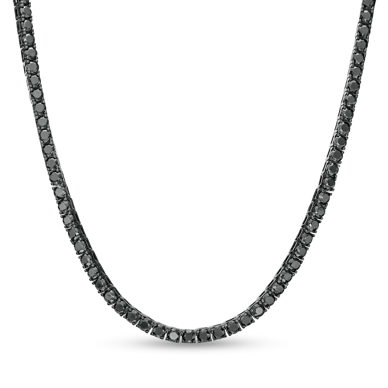 Men's Black Diamond Tennis Necklace, 22in Black Gold/Black Diamond