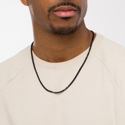 Vera Wang Men Spinel Necklace in Sterling Silver with Black