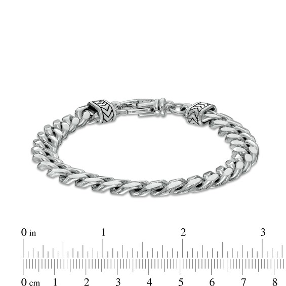 Vera Wang Men 9.0mm Cuban Link Chain Bracelet in Sterling Silver - 8.5"