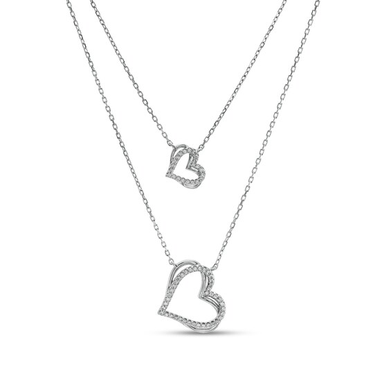 The Kindred Heart from Vera Wang Love Collection 1/4 CT. T.w. Diamond Double Strand Necklace in 10K White Gold