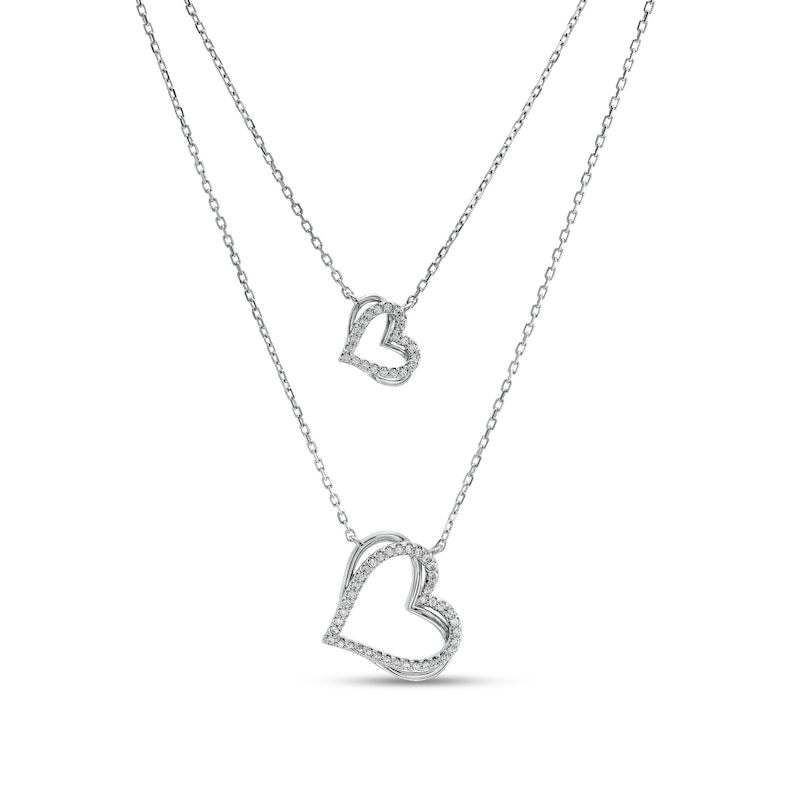 Main Image 1 of The Kindred Heart from Vera Wang Love Collection 1/4 CT. T.W. Diamond Double Strand Necklace in 10K White Gold