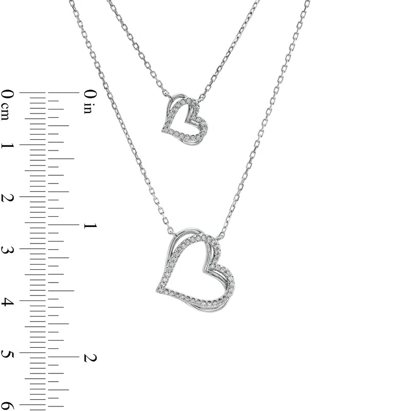 Main Image 3 of The Kindred Heart from Vera Wang Love Collection 1/4 CT. T.W. Diamond Double Strand Necklace in 10K White Gold