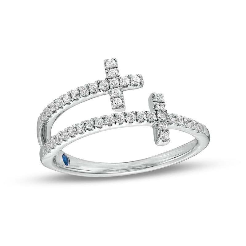 Main Image 1 of Vera Wang Love Collection 1/4 CT. T.W. Diamond Double Cross Bypass Ring in 10K White Gold