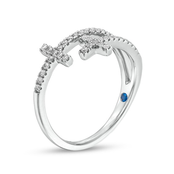 Vera Wang Love Collection 1/4 CT. T.w. Diamond Double Cross Bypass Ring in 10K White Gold