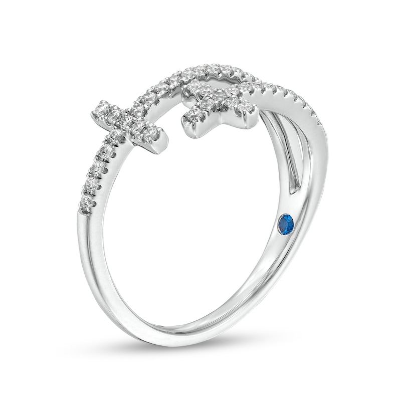 Main Image 2 of Vera Wang Love Collection 1/4 CT. T.W. Diamond Double Cross Bypass Ring in 10K White Gold