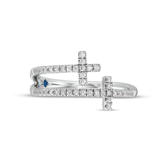 Vera Wang Love Collection 1/4 CT. T.w. Diamond Double Cross Bypass Ring in 10K White Gold