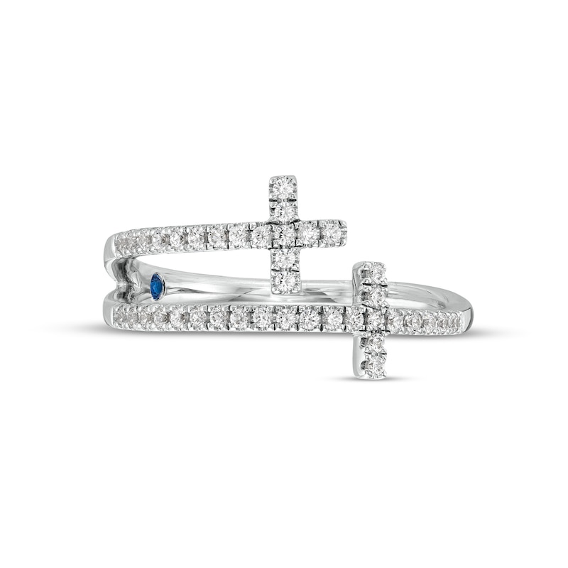 Main Image 3 of Vera Wang Love Collection 1/4 CT. T.W. Diamond Double Cross Bypass Ring in 10K White Gold