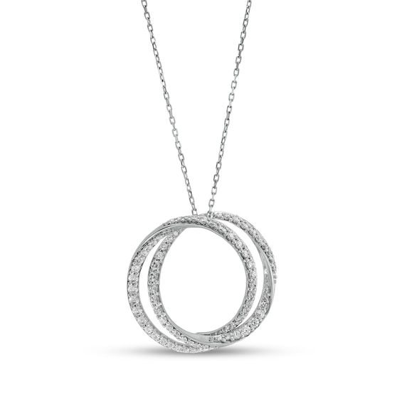 Vera Wang Love Collection 1 CT. T.w. Diamond Entwined Circle Pendant in 10K White Gold – 19"