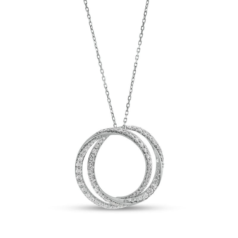Main Image 1 of Vera Wang Love Collection 1 CT. T.W. Diamond Entwined Circle Pendant in 10K White Gold – 19"