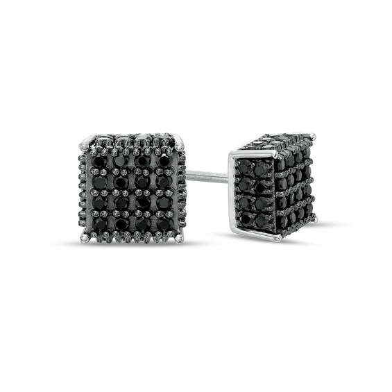 1-1/4 CT. T.w. Square Composite Black Enhanced Diamond Stud Earrings in 10K White Gold