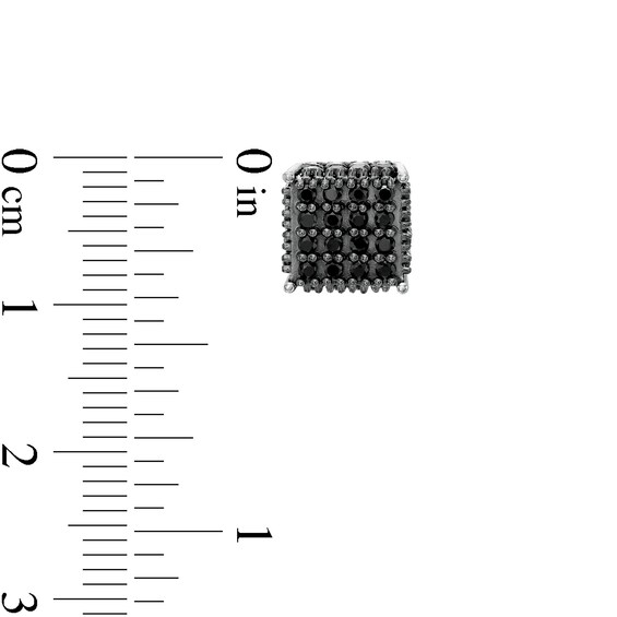 1-1/4 CT. T.w. Square Composite Black Enhanced Diamond Stud Earrings in 10K White Gold