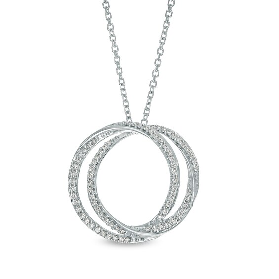 Vera Wang Love Collection 1/4 CT. T.w. Diamond Entwined Circle Pendant in 10K White Gold â 19"