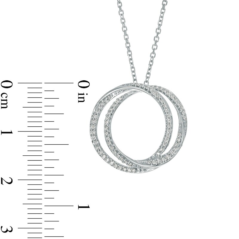 Main Image 5 of Vera Wang Love Collection 1/4 CT. T.W. Diamond Entwined Circle Pendant in 10K White Gold – 19"