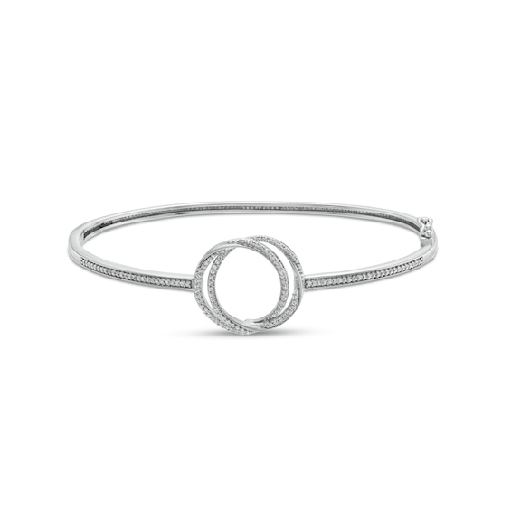 Vera Wang Love Collection 3/8 CT. T.w. Diamond Entwined Circle Bangle in 10K White Gold â 7.25"