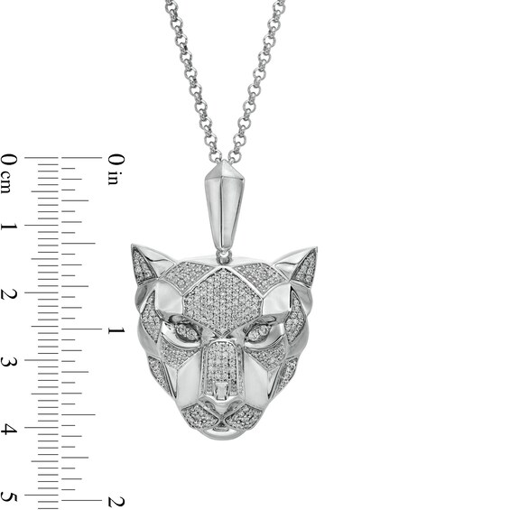 Men's 1 CT. T.w. Diamond Geometrical Panther Pendant in 10K White Gold - 22"