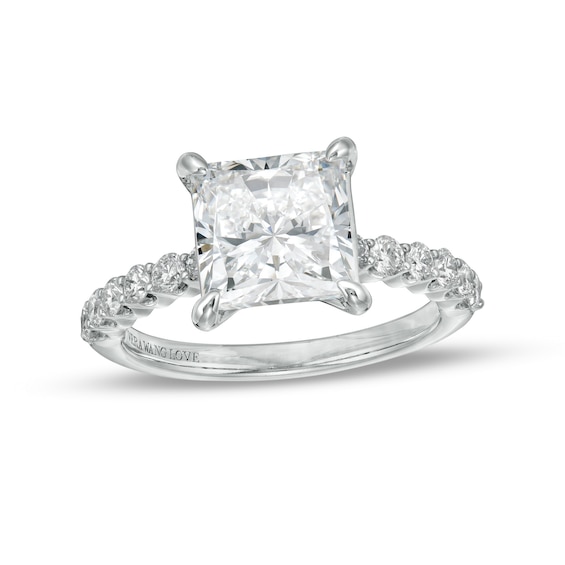 True Lab-Grown Diamonds by Vera Wang Love 3-1/2 CT. T.w. Princess-Cut center Stone Engagement Ring in 14K White Gold