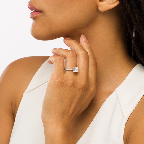 True Lab-Grown Diamonds by Vera Wang Love 3-1/2 CT. T.w. Princess-Cut center Stone Engagement Ring in 14K White Gold