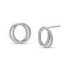 Thumbnail Image 1 of Vera Wang Love Collection 1/3 CT. T.W. Diamond Entwined Circle Stud Earrings in 10K White Gold