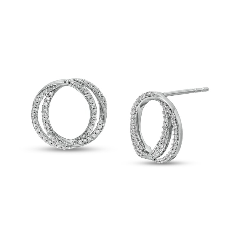 Main Image 1 of Vera Wang Love Collection 1/3 CT. T.W. Diamond Entwined Circle Stud Earrings in 10K White Gold