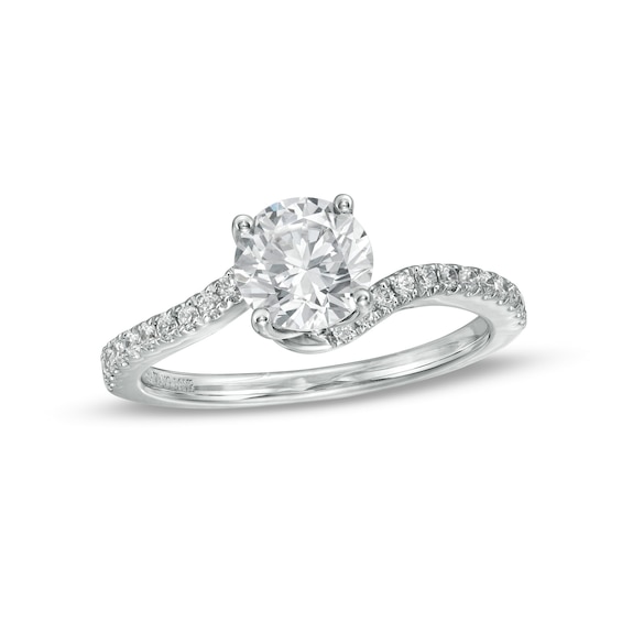 Vera Wang Love Collection Limited Edition 1 CT. T.w. Certified Diamond Solitaire Bypass Ring in 14K White Gold