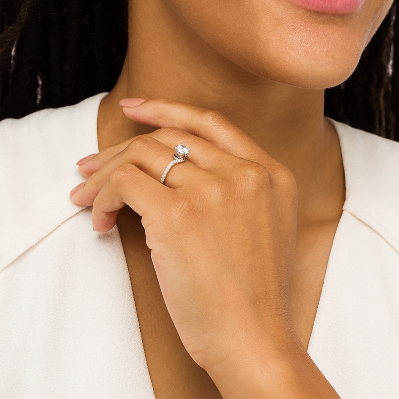 Main Image 2 of Vera Wang Love Collection Limited Edition 1 CT. T.W. Certified Diamond Solitaire Bypass Ring in 14K White Gold