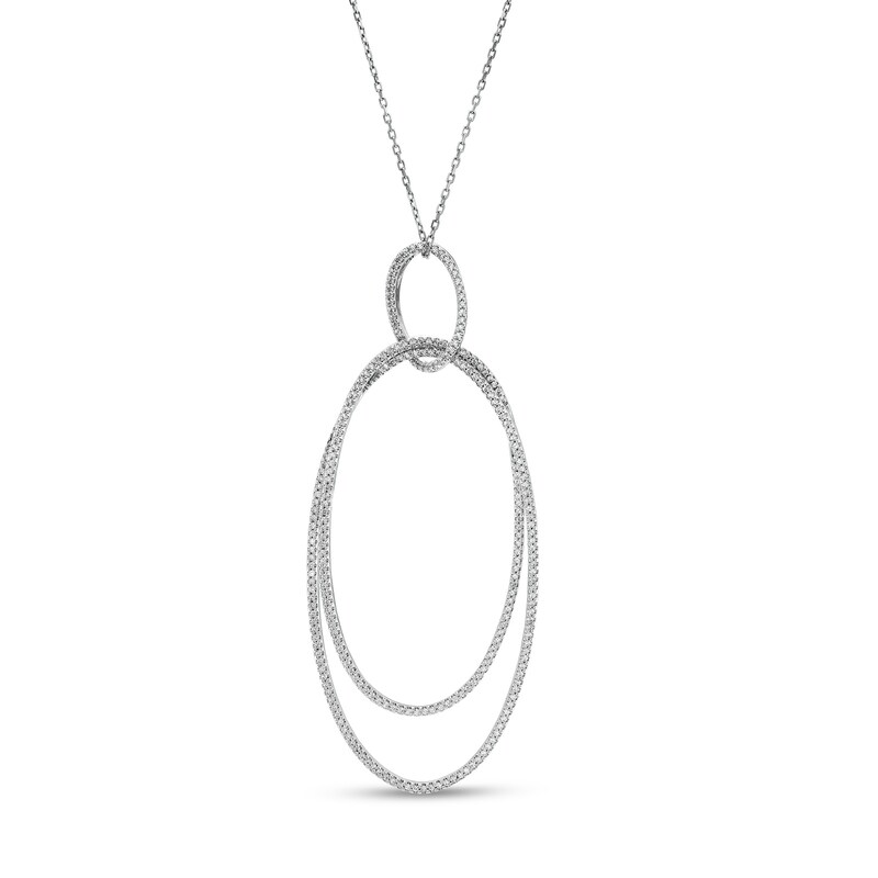 Main Image 1 of Vera Wang Love Collection 3/4 CT. T.W. Diamond Double Oval Pendant in 10K White Gold – 19"