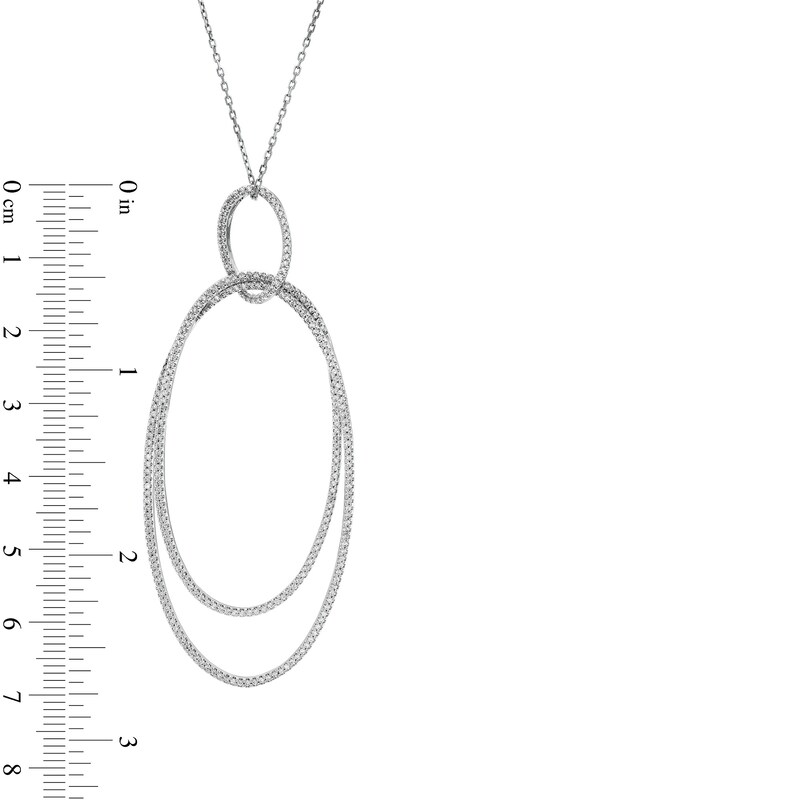 Main Image 3 of Vera Wang Love Collection 3/4 CT. T.W. Diamond Double Oval Pendant in 10K White Gold – 19"