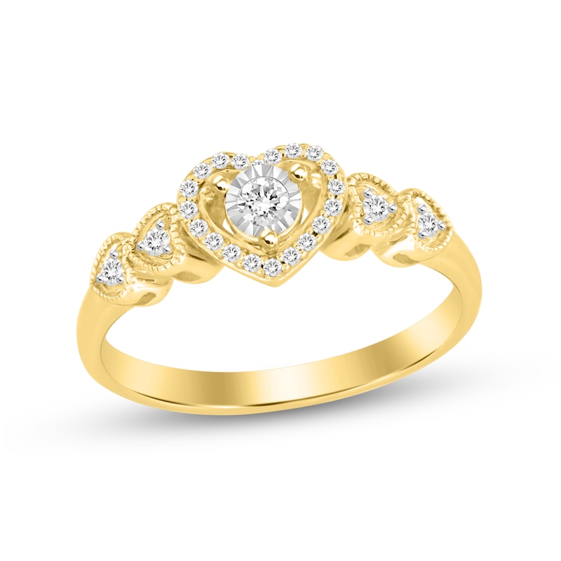 Main Image 1 of 1/6 CT. T.W. Diamond Five Heart Promise Ring in 10K Gold