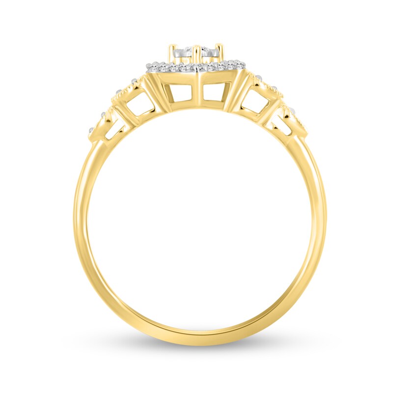 Main Image 2 of 1/6 CT. T.W. Diamond Five Heart Promise Ring in 10K Gold