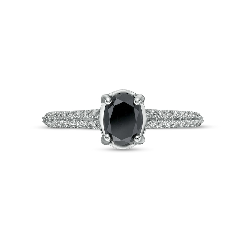Main Image 4 of Vera Wang Love Collection Limited Edition 1-1/3 CT. T.W. Black Enhanced and White Diamond Ring in 14K White Gold