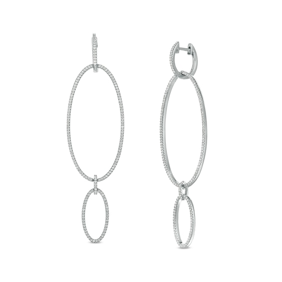 Vera Wang Love Collection 1 CT. T.w. Diamond Oval Drop Earrings in 10K White Gold