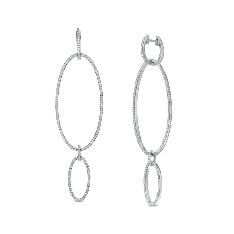 Main Image 1 of Vera Wang Love Collection 1 CT. T.W. Diamond Oval Drop Earrings in 10K White Gold