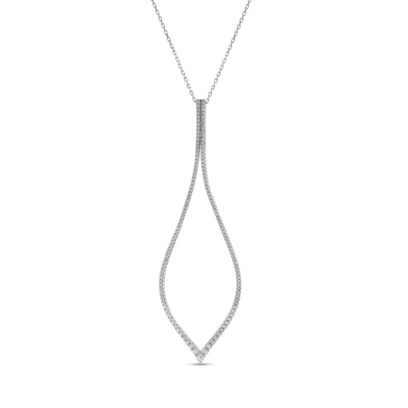 Main Image 1 of Vera Wang Love Collection 3/4 CT. T.W. Diamond Elongated Teardrop Pendant in 10K White Gold – 19"