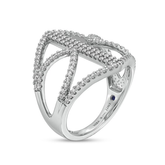 Vera Wang Love Collection 3/4 CT. T.w. Diamond Hexagon Frame Split Shank Ring in 10K White Gold