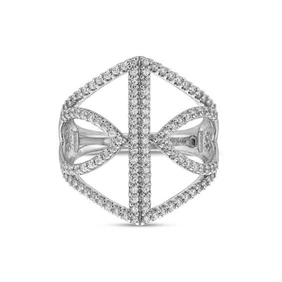 Vera Wang Love Collection 3/4 CT. T.w. Diamond Hexagon Frame Split Shank Ring in 10K White Gold