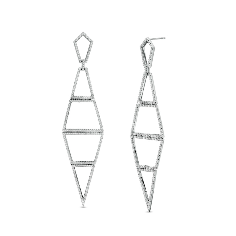 Main Image 1 of Vera Wang Love Collection 1-1/2 CT. T.W. Diamond Geometric Drop Earrings in 10K White Gold