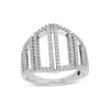 Thumbnail Image 1 of Vera Wang Love collection 1/2 CT. T.W. Diamond Geometric Frame Multi-Row Ring in 10K White Gold