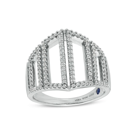 Vera Wang Love collection 1/2 CT. T.w. Diamond Geometric Frame Multi-Row Ring in 10K White Gold