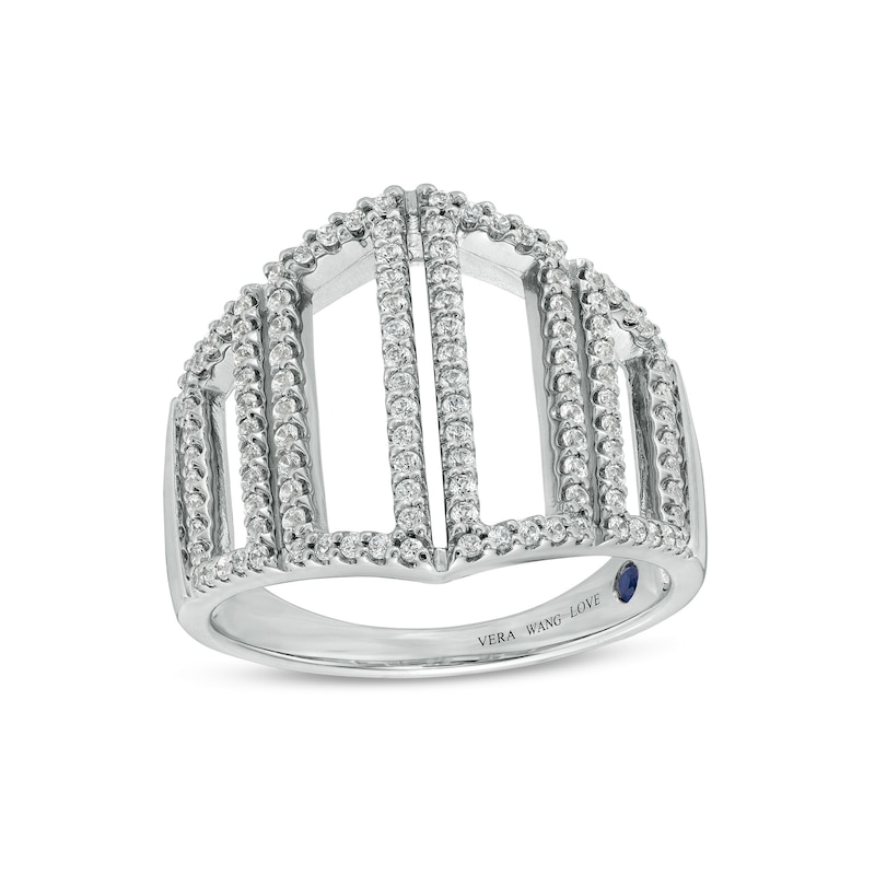 Main Image 1 of Vera Wang Love collection 1/2 CT. T.W. Diamond Geometric Frame Multi-Row Ring in 10K White Gold