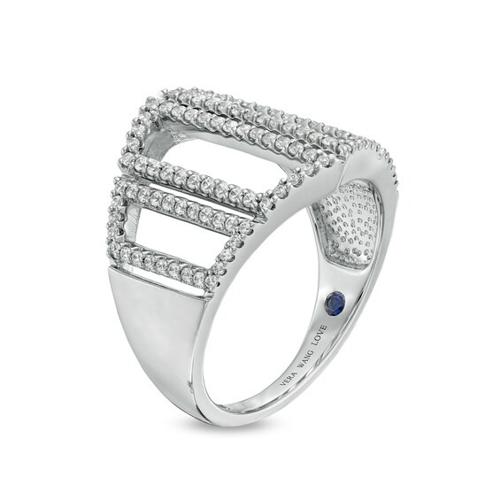 Vera Wang Love collection 1/2 CT. T.w. Diamond Geometric Frame Multi-Row Ring in 10K White Gold