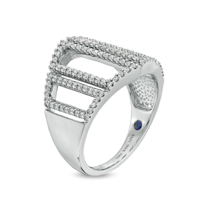 Main Image 2 of Vera Wang Love collection 1/2 CT. T.W. Diamond Geometric Frame Multi-Row Ring in 10K White Gold