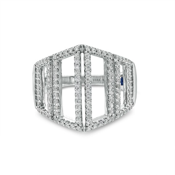 Vera Wang Love collection 1/2 CT. T.w. Diamond Geometric Frame Multi-Row Ring in 10K White Gold