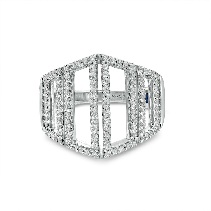 Main Image 3 of Vera Wang Love collection 1/2 CT. T.W. Diamond Geometric Frame Multi-Row Ring in 10K White Gold