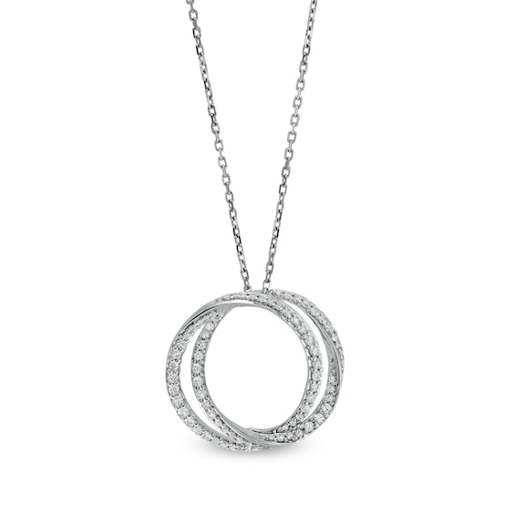 Vera Wang Love Collection 1/2 CT. T.w. Diamond Entwined Circle Pendant in 10K White Gold â 19"