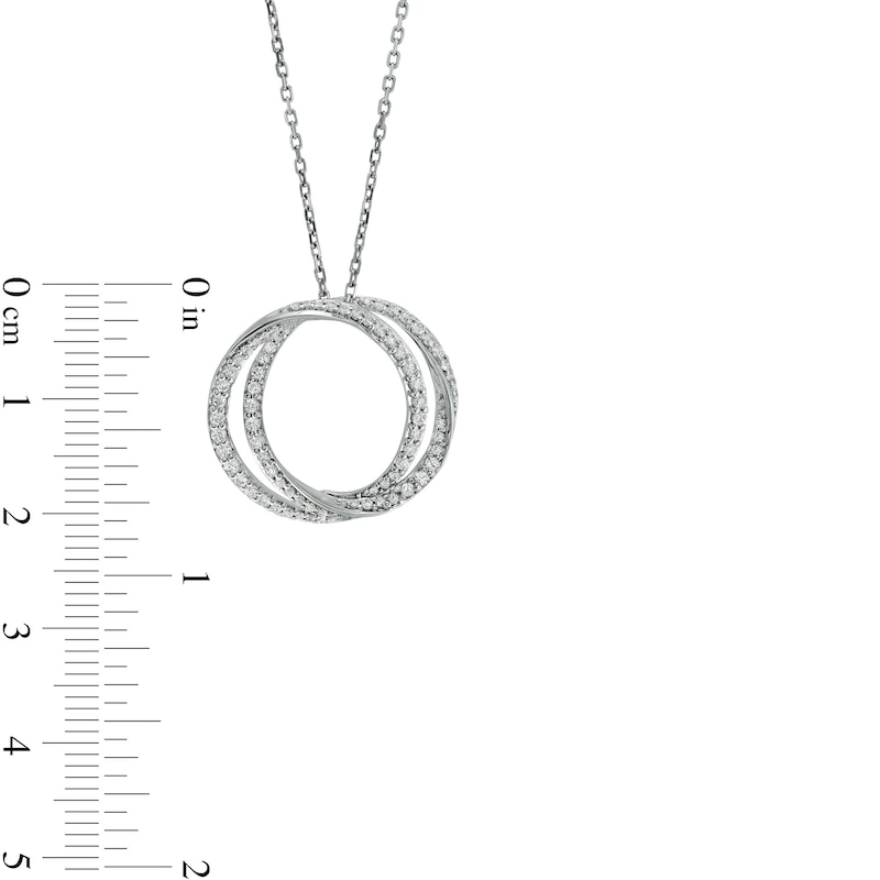 Main Image 3 of Vera Wang Love Collection 1/2 CT. T.W. Diamond Entwined Circle Pendant in 10K White Gold – 19"