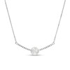 Thumbnail Image 1 of 7.0-7.5mm Freshwater Cultured Pearl and 1/8 CT. T.W. Diamond Curved Bar Necklace in 10K White Gold