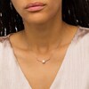 Thumbnail Image 2 of 7.0-7.5mm Freshwater Cultured Pearl and 1/8 CT. T.W. Diamond Curved Bar Necklace in 10K White Gold