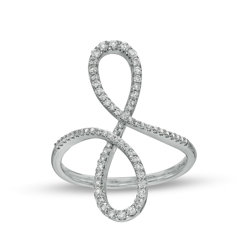 Main Image 1 of Marilyn Monroe™ Collection 1/3 CT. T.W. Diamond Swirl Ring in 10K White Gold