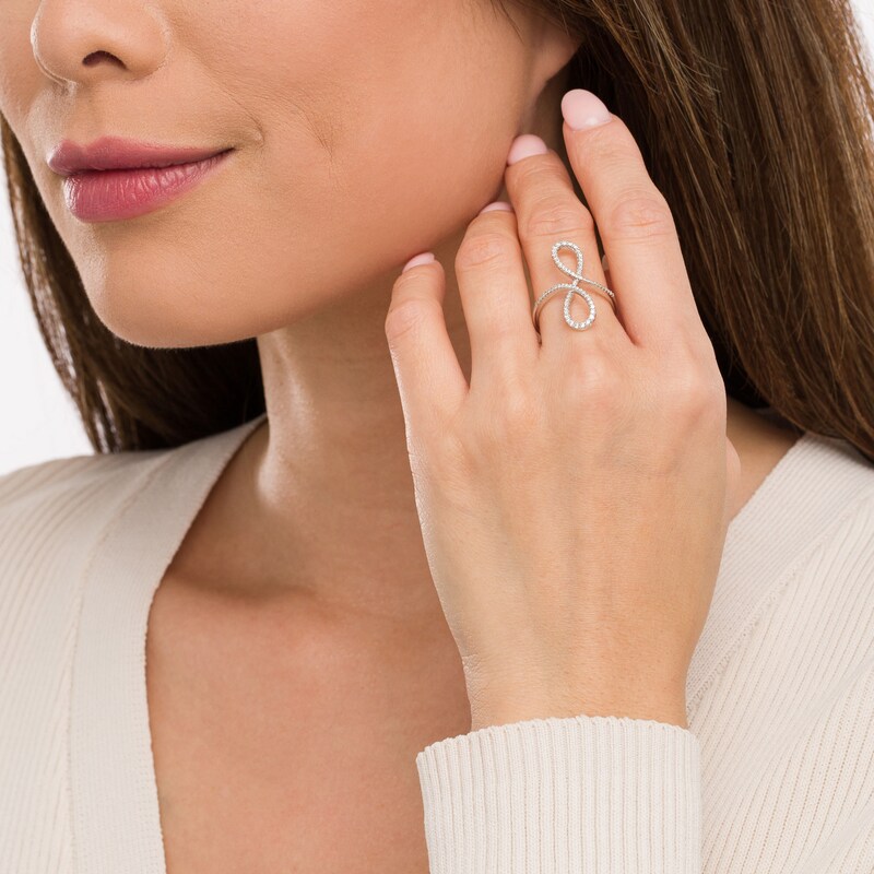 Main Image 3 of Marilyn Monroe™ Collection 1/3 CT. T.W. Diamond Swirl Ring in 10K White Gold