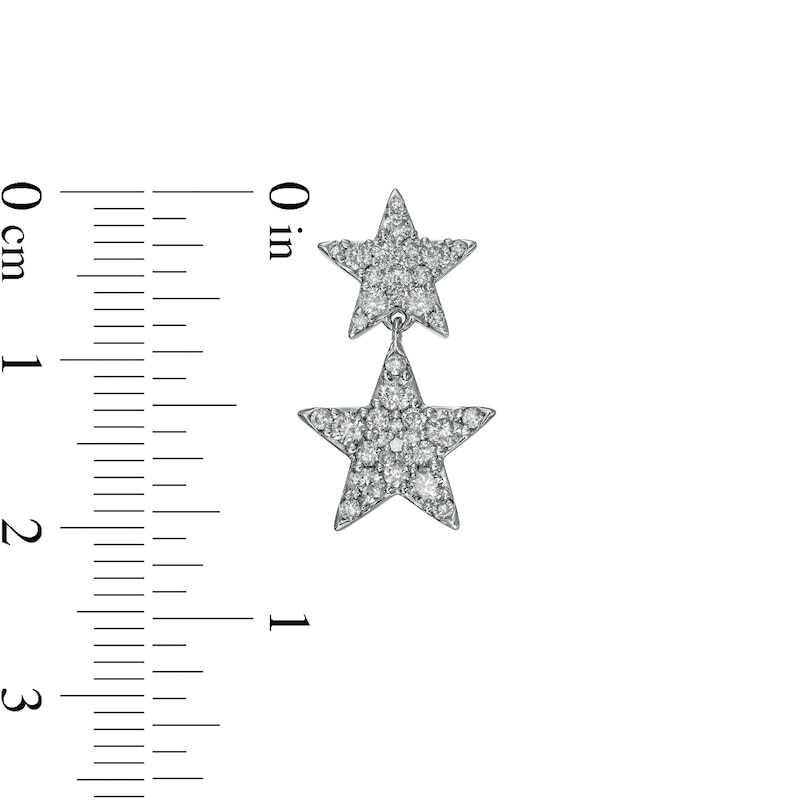 Main Image 2 of Marilyn Monroe ™ Collection 1 CT. T.W. Diamond Double Star Drop Earrings in 10K White Gold